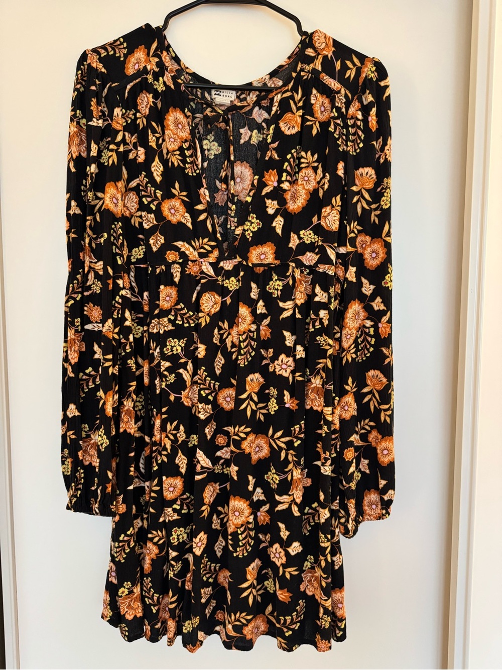 Billabong Black Dress with Orange Floral Print